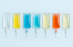Colorful IV therapy bags